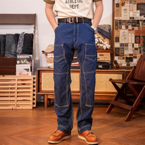 Red Tornado Derrickman Double-Front Wabash Stripes Canvas Pants2