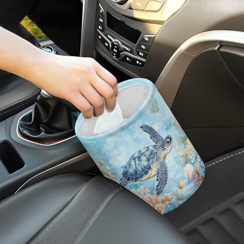 Image of Sea Turtle Car Garbage Can, Car Trash Bag, Car Garbage Bag, Hanging Car Trash Can for Car Accessories, Vehicle, Travelling, Camping, Cute Car Back Seat Organizer