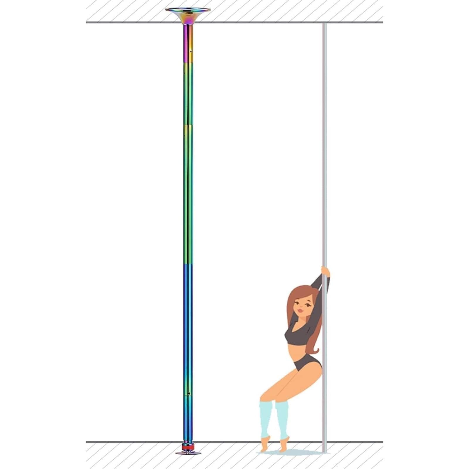 JYBNBBE Adjustable 45mm Spinning Dance Pole, Removable Static Stripper Pole Kit for Home, Club, Gym & Studio, Supports 440lbs,Colour-2.3M