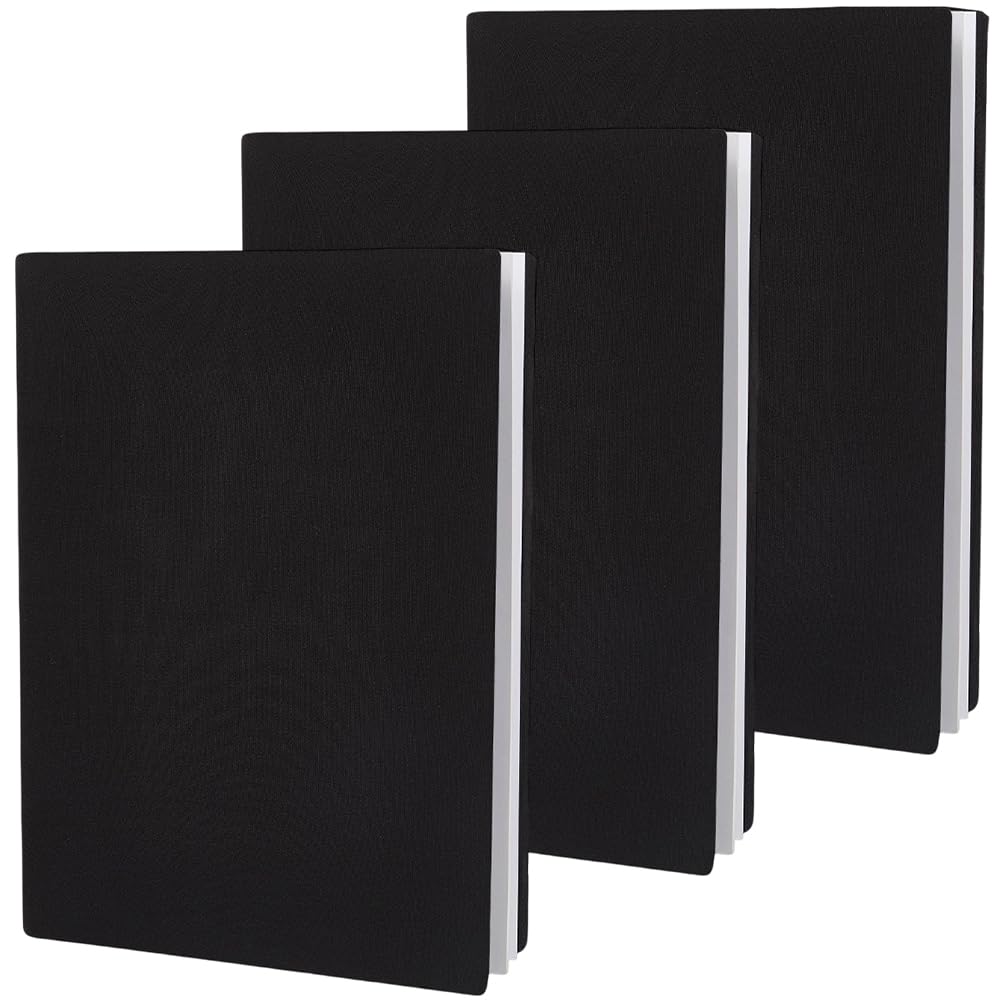 CRASPIRE 3Pcs Black Stretchable Book Cover Protector Up to 9x11In Washable Reusable Jumbo Fabric Cloth Elastic Sleeve Stretchy Sox Wrap for Large Hardcover Paperback Book Lover Gift Notebook Textbook