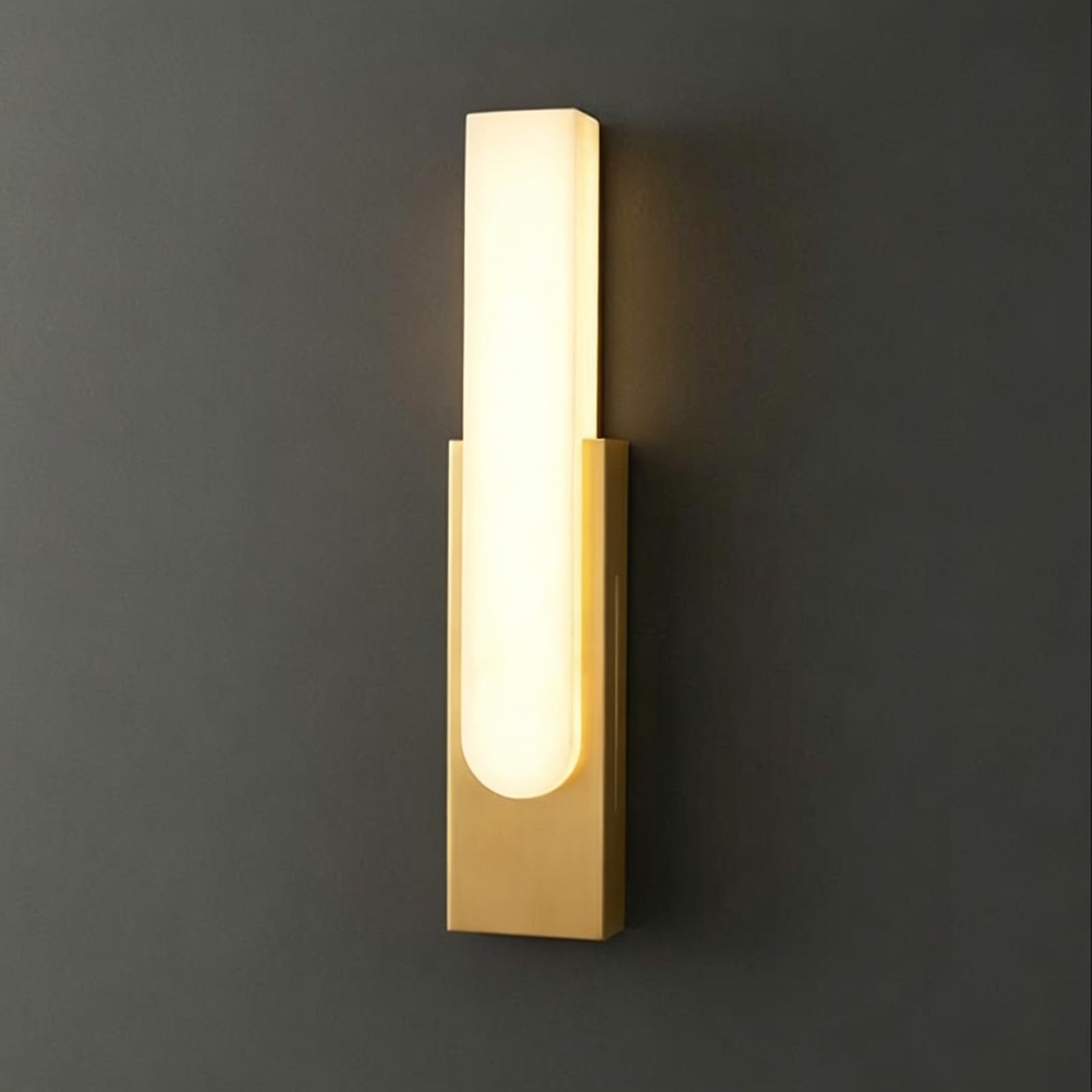 Granestner 19 Inch Nordic Alabaster Wall Sconce - Modern Flush Mount Light Fixture for Hallway, Stairway, Bedroom, Living Room, Corridor - Stylish Decorative Lighting Solution (d)
