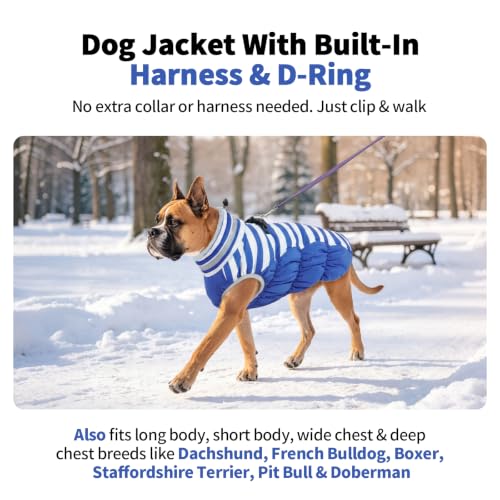 Image of Dog Jackets for Large Dogs, Warm Dog Winter Coat with Harness, XXXL