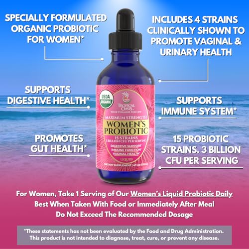 USDA Organic Liquid Probiotic for Women | PH Balance, UT, & Feminine Health | Digestive Support, Immune & Gut Health | 15 Clinically Studied Strains | 98% Absorption | Vegan, Non-GMO | 40 Servings - Image 4
