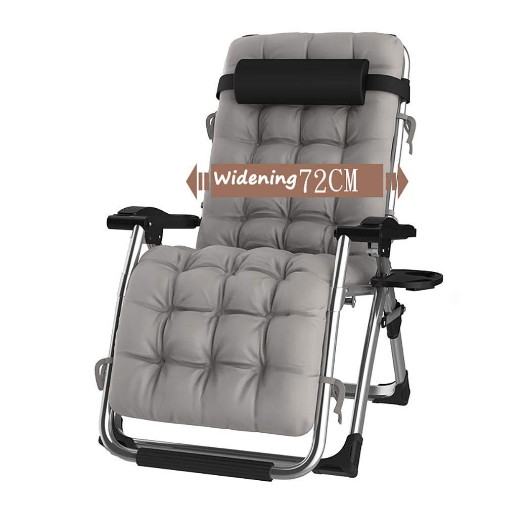Zero Gravity Chaise Lounges Patio Chaise Longue Sedia Pieghevole per Esterni reclinabile Regolabile Beach Camping Sedia Portatile per Persone Pesanti con Cuscini (Color : Gray)