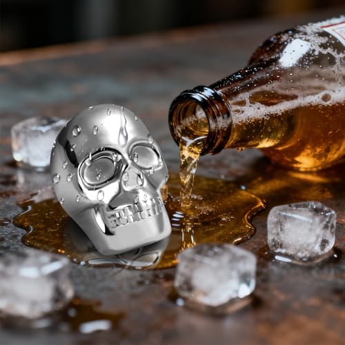 Moldes para cubitos de acero inoxidable con diseño de calavera, set de 2 miniatura 4