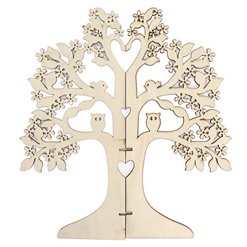 Greensen Libro de Visitas de Boda, Artesanías Hechas a Mano de árbol de Madera, Tablero Personal de Firma para Bodas, Fiestas, Cumpleaños