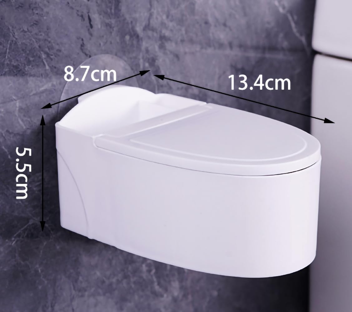 Potency Wall Mounted Toilet Shaped Ashtray Cute Ash Tray with Cigarette Holder Stainless Steel Wall Mount Ash Tray for Bathroom Balcony Office Car Table Bar Home - White 2