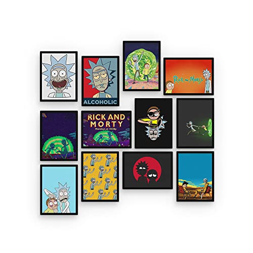 astak Rick and Morty Artworks - Juego de 12 piezas de madera MDF sin marco