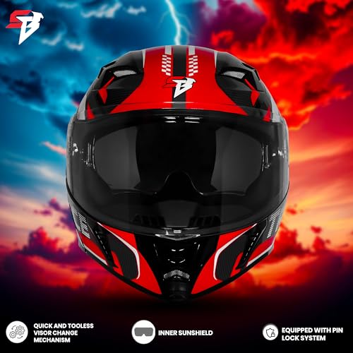 Image of Steelbird SBA-20 Trace ISI Certified Flip-Up Graphic Helmet for Men and Women with Inner Silver Sunshiled