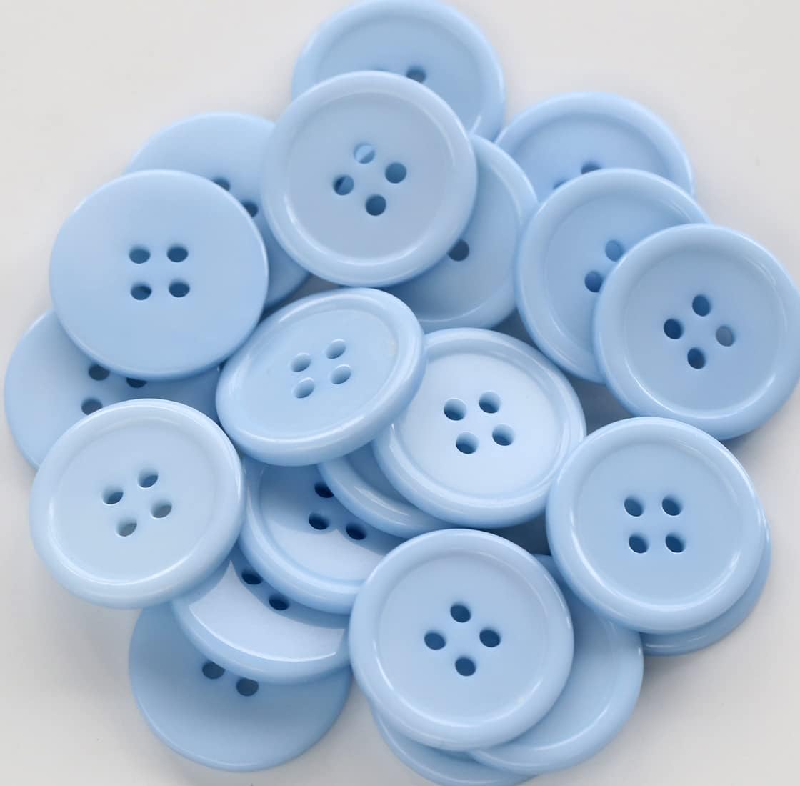 GANSSIA 1 Inch Button 25mm Sewing Flatback Buttons Blue Colored Pack of 50