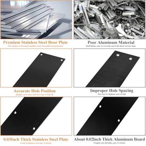 Haiabei 2Pcs Push Door Plate 11.5x3 Stainless Steel Door Push Plate Door Kick Plate,Brushed Doorplate Door Proection Metal Plate with 12 Screws for Door Interior Exterior Accessories(Black) by Haiabei - Image 4