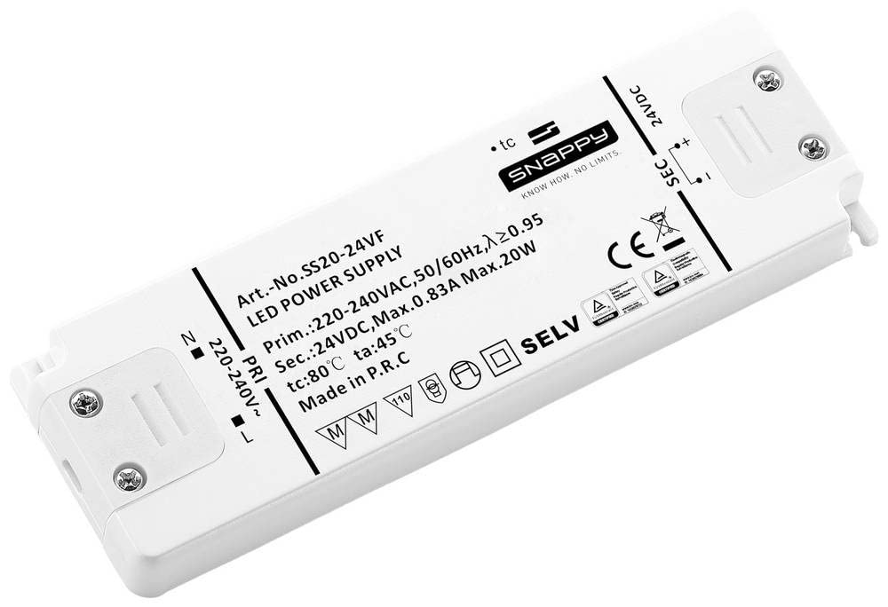 Dehner Elektronik SS 20-24VF LED-Trafo Konstantspannung 20W 0.83A 24 V/DC Möbelzulassung, Überlast
