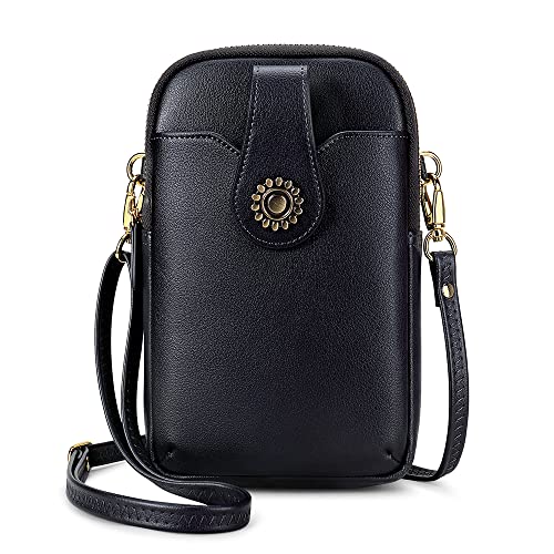 Peacocktion Small Crossbody Bags for Women, Leather RFID Cell Phone Purse, Trendy Travel Crossbody Purses with Zipper