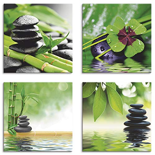 ARTLAND Wanddeko Wellness Bilder Leinwand Bilder Set 4tlg. je 30x...