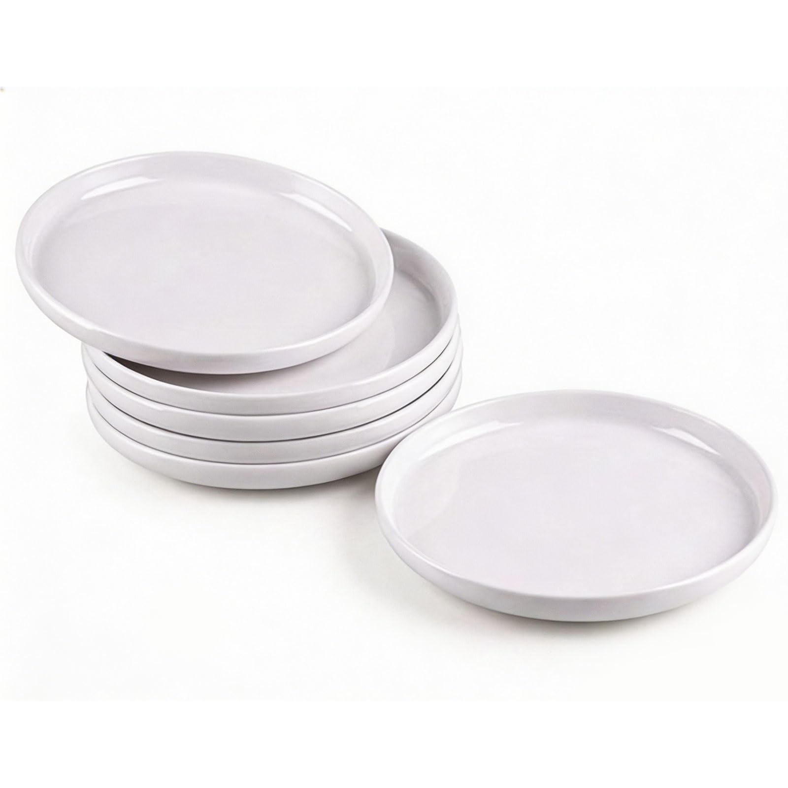Doafoce Kleine Dessertteller 6er Set Melamin Teller Weiß 18cm Kuchenteller | Frühstücksteller mit Randerhöhung Speiseteller Kunststoff Essteller für Salat, Vorspeisen, Beilagen