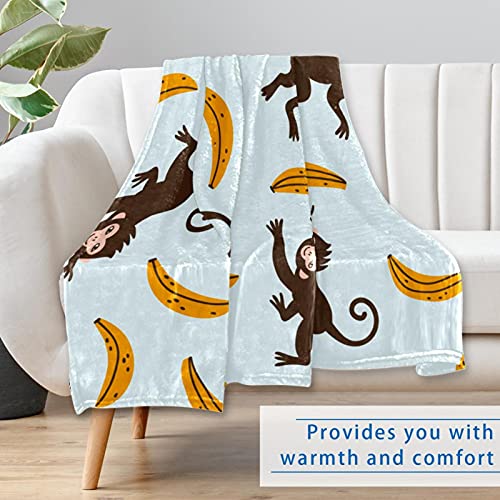 Couverture singe et banane douce aux finitions soignées