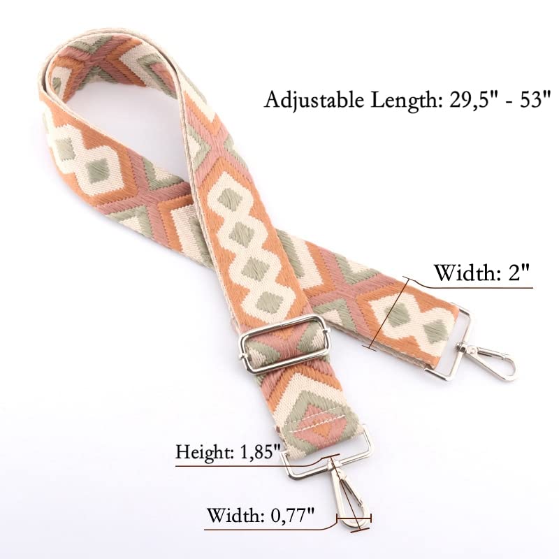 Kiwochy Verstellbarer Breiter Taschengurt - 2' Breiter Schultergurt Trageriemen Umhängegurt Gurt Bunter Leinwand Schultergurt Länge 29,5'-53' für Taschen Handtaschen