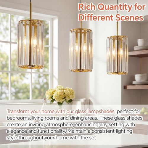 Image of Teenyyou 2 Pcs Crystal Pendant Light Shade, 1-5 /8 inch(1.65 inch) UNO-fitter, Tall