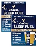 VitaCup Sleep Fuel Instant Tea Packets for Deep REM Sleep, Relax & De-Stress w/Chamomile Tea, Magnesium, Vitamin D3, Coconut Water, Coconut Milk, Potassium, Calming Tea for Full Body Relaxation, 48Ct
