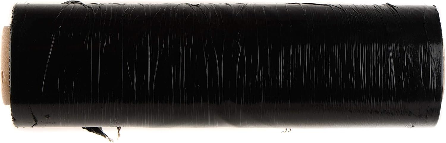 EcoQuality Black Stretch Film Shrink Wrap 18 in x 1500 FT - 80 Gauge Thick - Film Packing Wrap, Stretch Moving, Industrial Strength, Pallet Shrink Film, Great for Boxes, Moving, Furniture, Pallets (2)