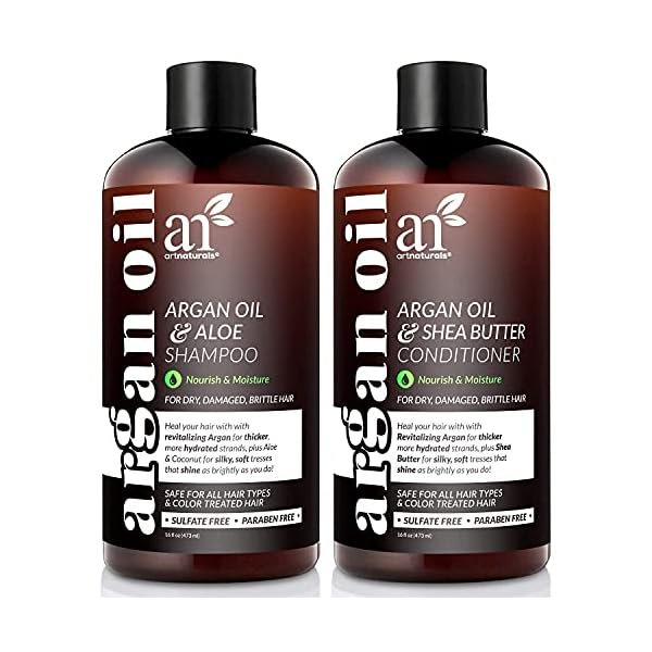 Argan Oil Shampoo and Conditioner Set - Sulfate-Free Formula with Nourishing Moroccan Oil and Keratin -for All Hair, Curly or Straight - Hydrate Repair Defy Frizz for Salon-like Results!16 Fl Oz 2 PK