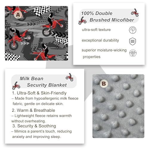 Image of Viviland Toddler Nap Mat with Pillow and Minky Dot Blanket, Rolled Large Sleeping Mat for Boys, Kids Slumber Bag /Nap Mat for Preschool, Daycare, Kindergarten, Travel Camping - Cool Motocycle