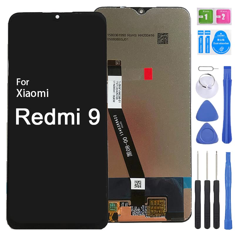 iYAiYO Pantalla Digitalizador Pantalla Táctil Reemplazo Compatible con Xiaomi Redmi 9 M2004J19G, M2004J19C Pantalla Completa con Herramientas-Negro