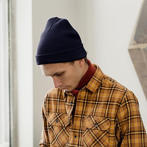 Image of ZOORON 1&2 Packs Beanie for Men Women Men's Beanie Hat Acrylic Knit Cuff Beanie Cap Slouchy Knit Skull Cap Warm Winter hat