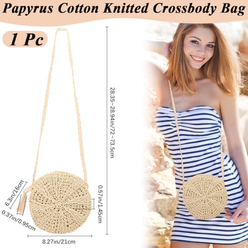 Beebeecraft 1Pc Straw Shoulder Bag for Women Cotton Summer Beach Straw with Tassel for Travel Vacation2