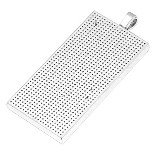 HEALLILY Rectangle Pendant Trays Vintage Bezel Blanks for DIY Jewelry Making Photo Pendant Crafts 10Pcs (Antique Silver) - Image 3