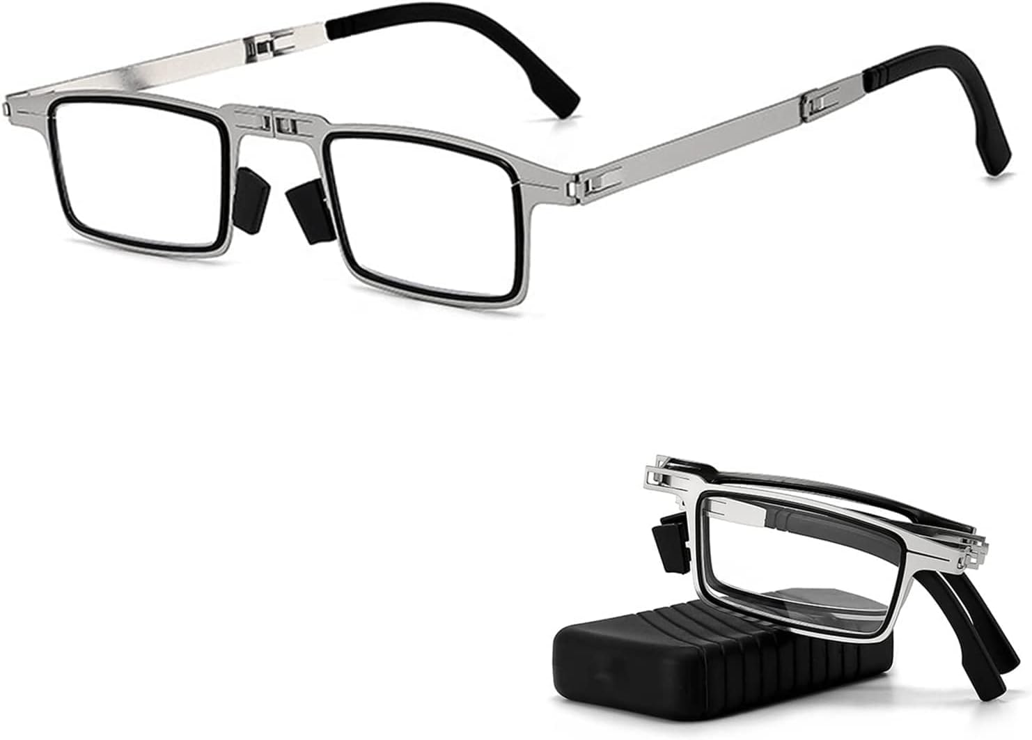 Sponsored Ad – Foldable Reading Glasses, HD Anti-Blue Light Reading Glasses, Ultra Light Titanium Material Screwless, Anti Glare Filter, Lightweight Eyeglasses, Square, +1.0