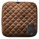 MRG ホットマット ホットカーペット 温度調節 ミニ 電気カーペット USB 一人用 ヒーター ペット キャンプ 43×43cm ミニマット 座布団 冷え コンパクト(ブラウン×モバイルバッテリー付き)