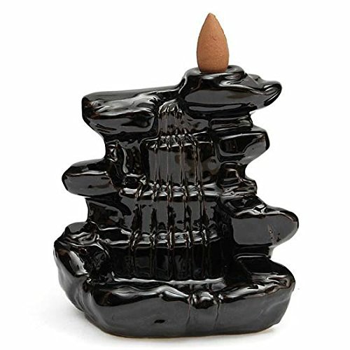 Image of CRAFTAM Polyresin Smoke Backflow Fountain with 10 Free Backflow Cones Showpiece Figurine for Gift (10 x 7 x 10 cm, Black)