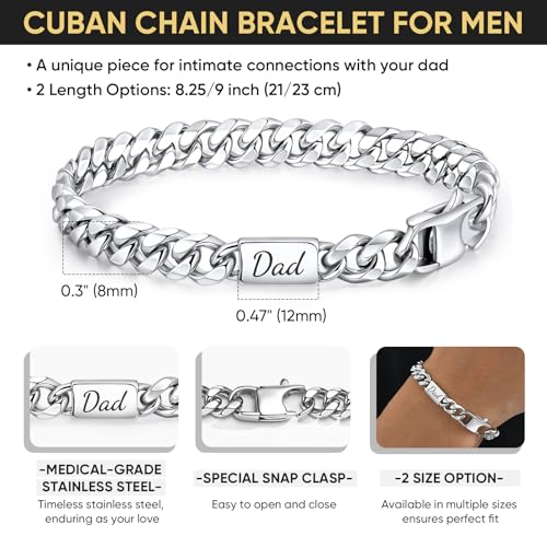 Pulsera de acero inoxidable cubana grabada para hombre miniatura 3