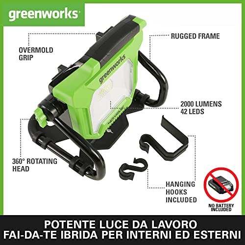 Greenworks G40WL Faretto da Cantiere Ibrido AC/DC