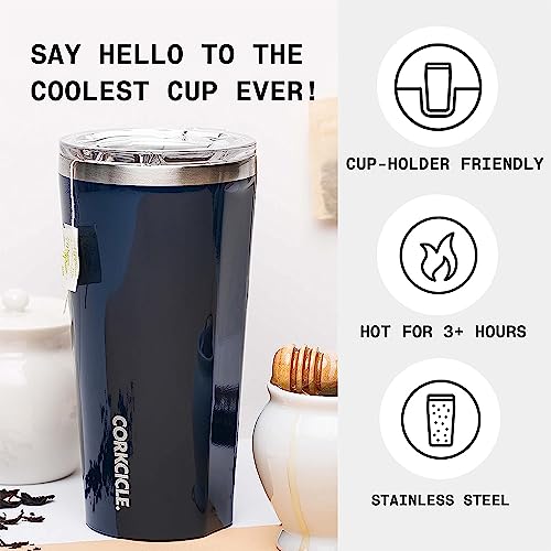 Corkcicle Tumbler - Triple Insulated Stainless Steel Travel Mug with Shatterproof Lid - Spill Proof, Reusable, BPA-Free, Dishwasher Safe - Gloss Midnight Navy, 475ml/16oz - Image 2