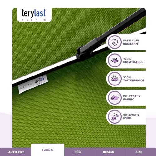 Image of Midtown Umbrellas LED Swilt - 8 Ft Solar LED Patio Umbrella, Pear Canopy