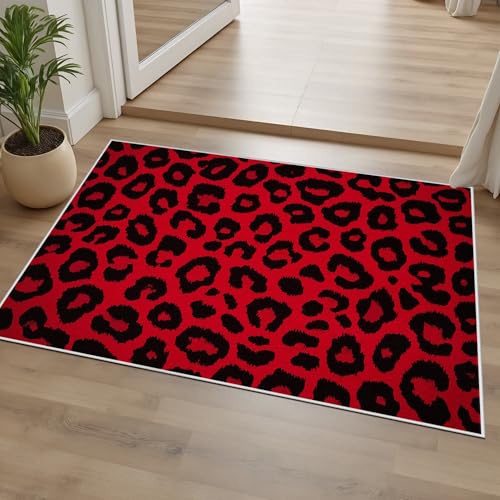 Tapete Leopardo 5x7 ft Rojo Moderno Suave miniatura 7