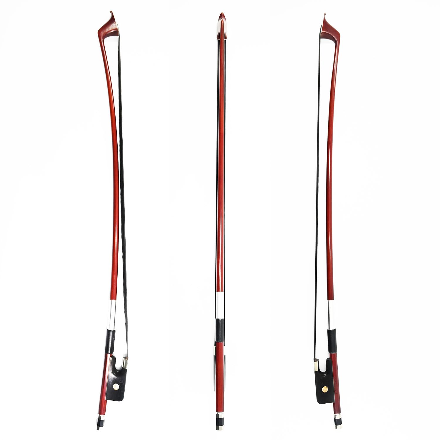 Black Horse Hair 1 Size Double Bass Bow French Model Clear Tone VINGOBOW 300BFB 72.5cm Brazilwood Stick Ebony Frog Straight Stick Smooth Tuner Easy Rosin Neat Works for High Level Student