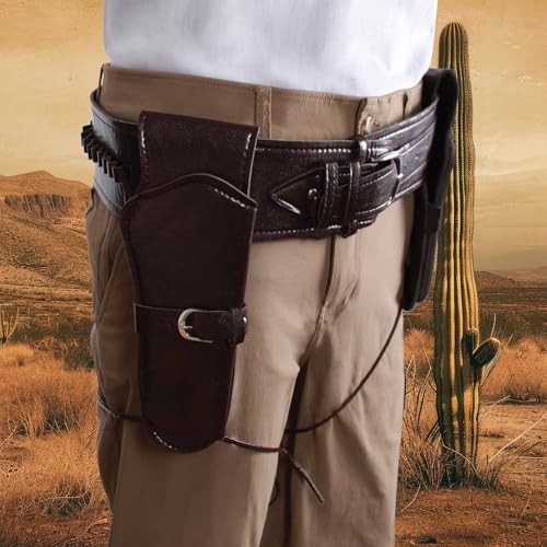 UNDERWRAPS Brown Double Cowboy Holster Belt - Faux Leather Adjustable Western Belt with Double Gun Holster for Halloween Costumes Halloween Party Cosplay Vintage Halloween4