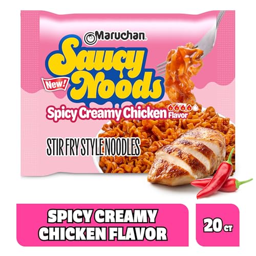 Image of Maruchan Ramen Spicy Creamy Chicken Noodles, Saucy Noods - Stir Fry Style, Bold Korean-Inspired Sauce, Rich Flavor, Made in USA - 3.3 Oz. (20 Pack)