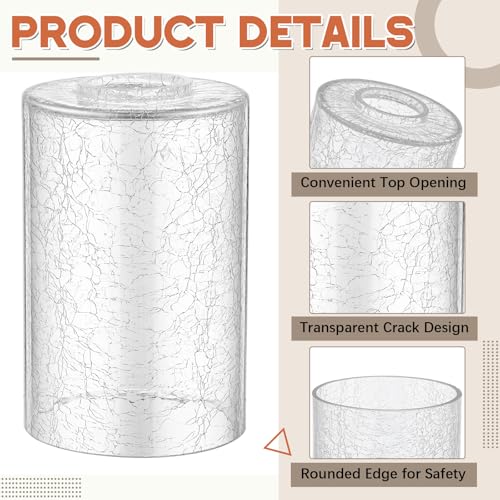 Image of Teenyyou 6 Pcs Clear Crackle Glass Shade Replacements for Pendant Light Fixtures Glass Lamp Shade Cover, 1-5 /8 Inch Fitter E26 Base, 4 w x 6 h, Replacement Lamp Globe for Chandelier Wall Sconce
