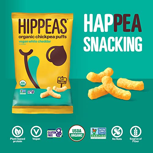 image for HIPPEAS Organic Chickpea Puffs + Vegan White Cheddar | 1.5 Ounce, 12 C
