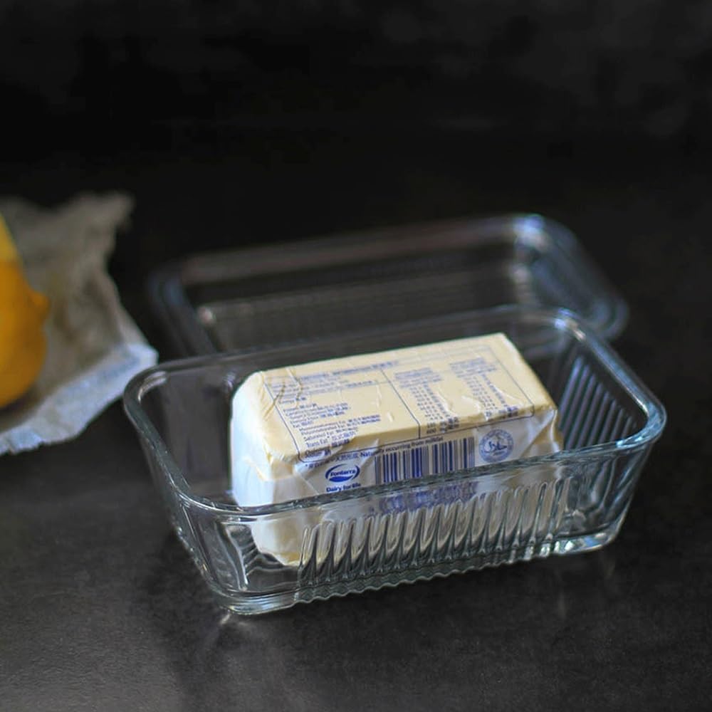 Mantequera Mantequera con Tapa de Vidrio Transparente, Recipiente Multiusos for la Cocina Mantequera