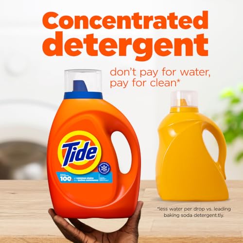 Image of Tide Laundry Detergent Liquid, Clean Breeze Scent, 64 Loads, 80 fl oz, Works on 100% of Common Stains