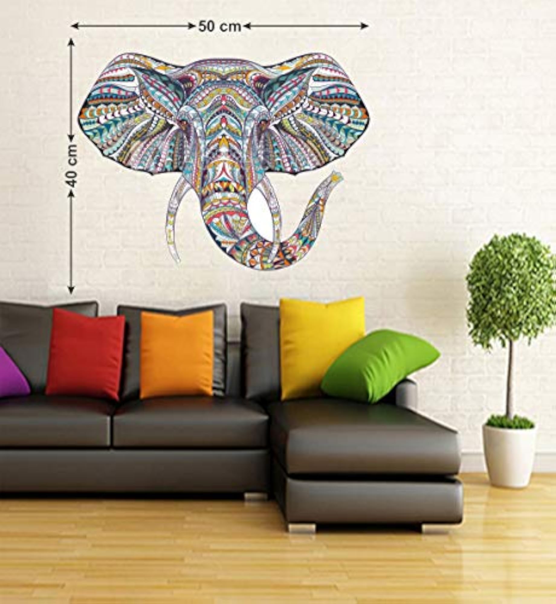 Elephant Face Medium Vinyl Wall Sticker