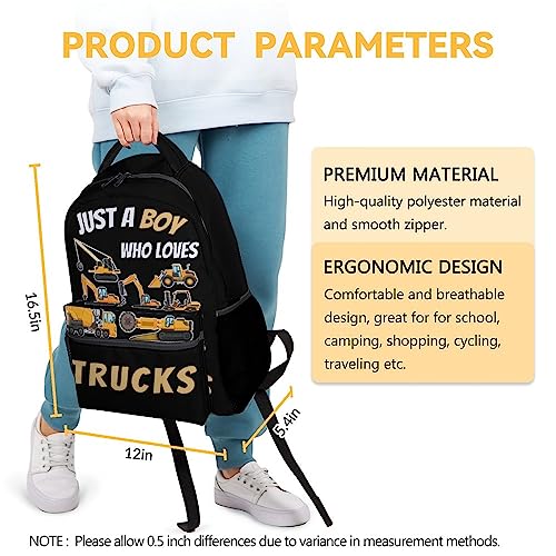 Kids Backpack Boys, Construction Backpacks for Toddler, School Back Pack for Elementary Preschool Kindergarten, 16 Inch Lightweight Truck Bookbag3