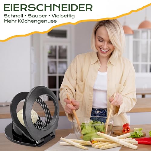BIBURY Eierschneider aus Edelstahl, Eischneidewerkzeug, 2 in 1 Eierschneider Metall aus 304 Edelstahl, Professional Egg Slicer Schneider für Eier, Erdbeeren, weiches Obst(spülmaschinenfest) 5