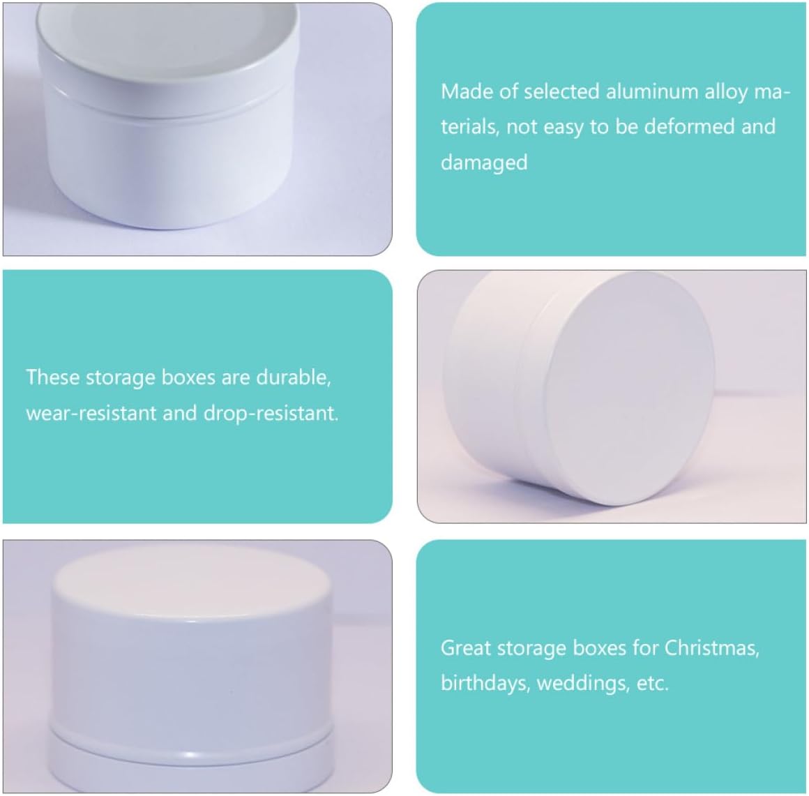 SOLUSTRE DIY Candle Jars 50ml Aluminum Containers Solid Scented Candle Cans White 6pcs for Cosmetic Ointment Storage and Travel Use
