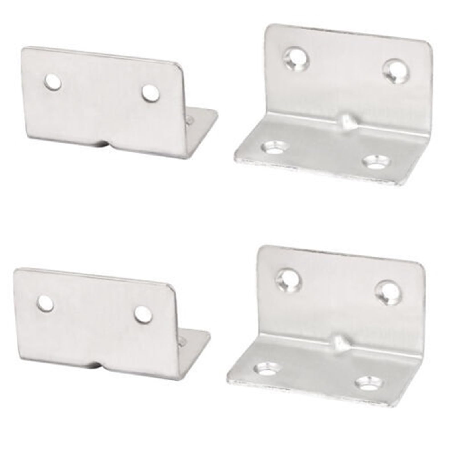 Corner Code 4Pcs Stainless Steel Corner Bracket 90° Right Angle Fixed Bracket for Wood Furniture Bedframe Cabinet L Shaped 3 Hole 4Hole(Orange)